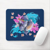 Siamese Fighting Fish Floral Mousepad (Mit Mouse)