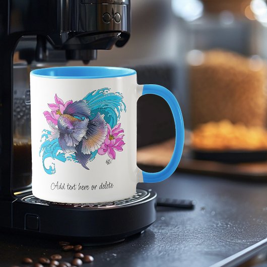 Siamese Fighting Fish Floral Tasse
