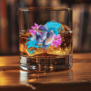 Siamese Fighting Fish Floral Whiskyglas