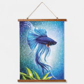 Siamese Fish Hanging Tapestry Wandteppich Mit Holzrahmen (Vorderseite)
