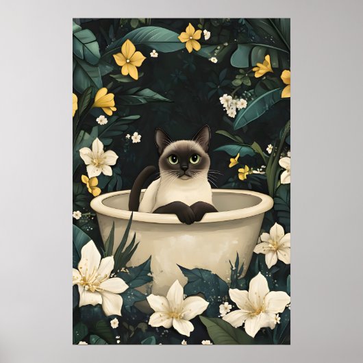 Siamese In Bathtub Poster, Funny Cat Poster (Vorne)