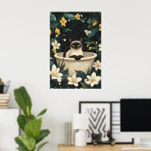 Siamese In Bathtub Poster, Funny Cat Poster (Heimbüro)