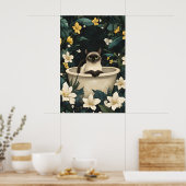 Siamese In Bathtub Poster, Funny Cat Poster (Küche)