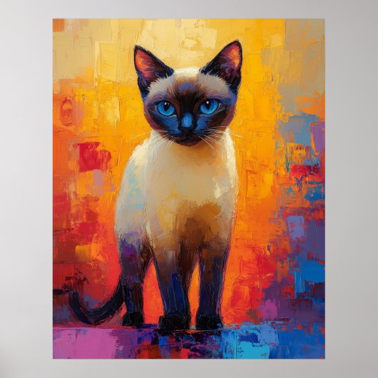 Siamese in Colorstorm - Expressive Impressionist C Poster (Vorne)
