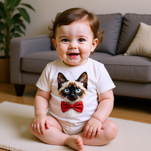 Siamese Kätzchen mit roter Schleife Baby T-shirt