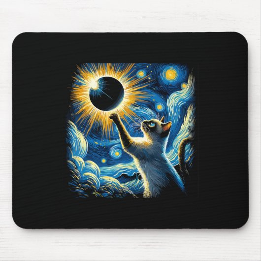 Siamese Katze 2024 Van Gogh Starry Night Siamese K Mousepad (Vorne)