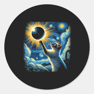 Siamese Katze 2024 Van Gogh Starry Night Siamese K Runder Aufkleber