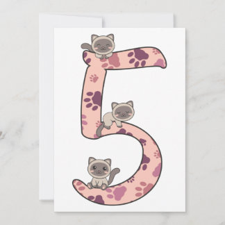 Siamese Katze 5. Geburtstag für Kinder Katzen Einl Einladung