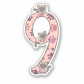 Siamese Katze 9. Geburtstag für Kinder Aufkleber f (Vorderseite)