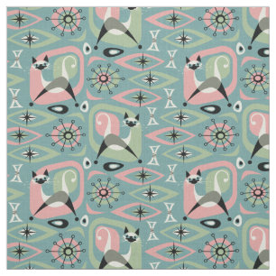 Siamese Katze Abstrakt - Blue ©studioxtin Stoff