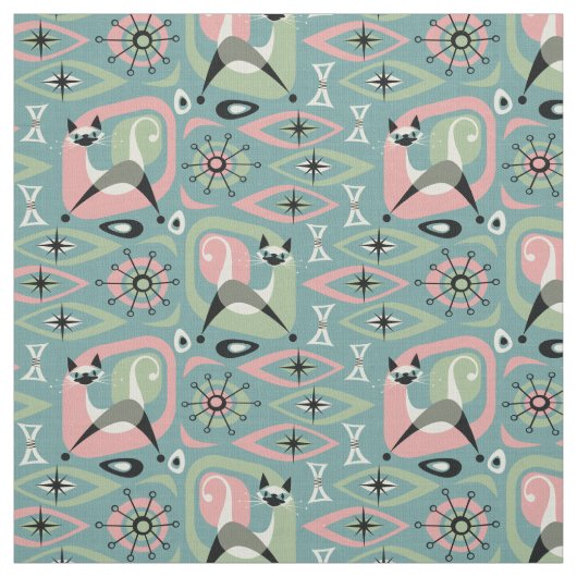 Siamese Katze Abstrakt - Blue ©studioxtin Stoff (Muster)