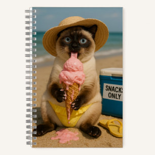 Siamese-Katze am Strand Notizblock