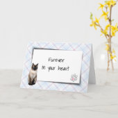 Siamese Katze auf Kariertem Beileid für Heimtiere Karte (Gelbe Blume)