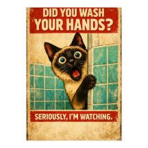 Siamese-Katze beobachtet Ihren Hygiene-Plakat