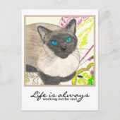 Siamese Katze - "Das Leben arbeitet immer für mich Postkarte (Vorderseite)