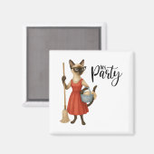 Siamese Katze Hausfrau Lass uns Party Magnet (Vorderseite/Rückseite)