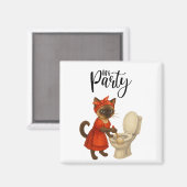 Siamese Katze Hausfrau Lass uns Party Magnet (Vorderseite/Rückseite)