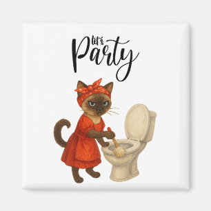 Siamese Katze Hausfrau Lass uns Party Magnet