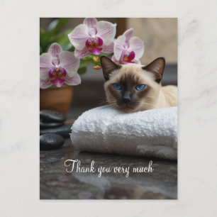 Siamese Katze im Spa Danke  Postkarte