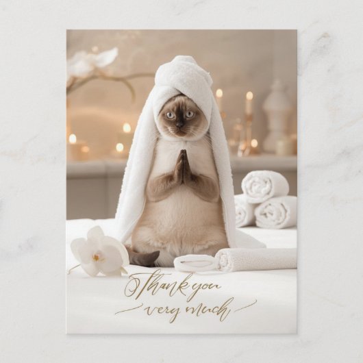 Siamese Katze im Spa Danke Postkarte (Vorderseite)