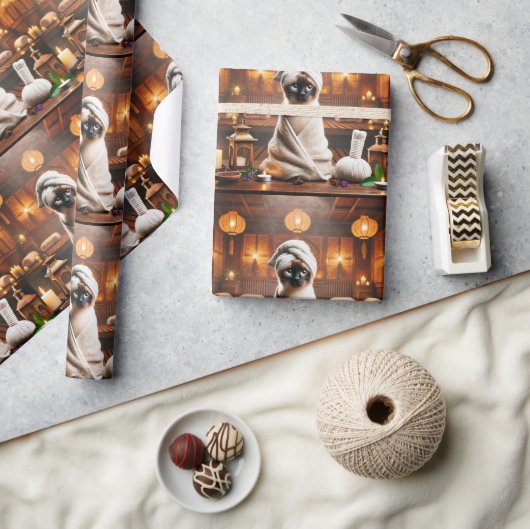 Siamese Katze im Wellness-Center Geschenkpapier (Kunsthandwerk)