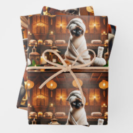 Siamese Katze im Wellness-Center Geschenkpapier Set