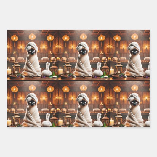 Siamese Katze im Wellness-Center Geschenkpapier Set (Vorderseite)