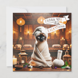 Siamese Katze im Wellness-Center PARTY Dankeskarte