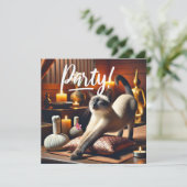 Siamese Katze im Wellness-Center Party Einladung (Stehend Vorderseite)