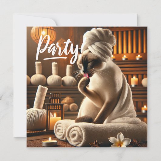 Siamese Katze im Wellness-Center Party Einladung (Vorderseite)