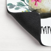 Siamese Katze Lila Blumengrün Blätter Weiß Mousepad (Ecke)