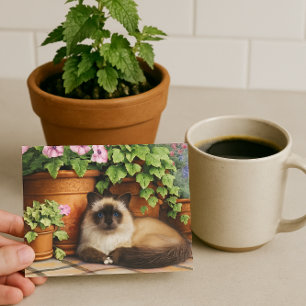Siamese Katze Lügner von Blume Cat Lover Postkarte