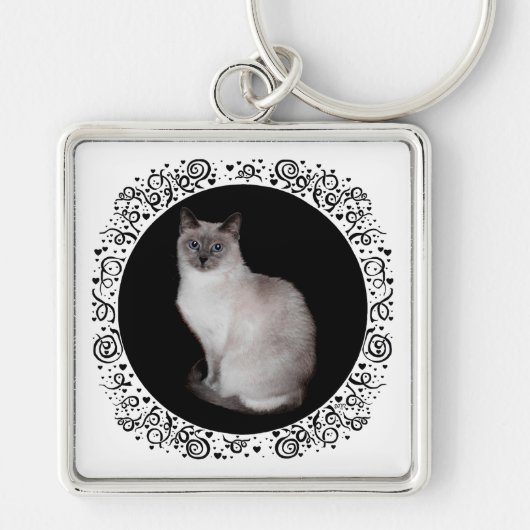 Siamese Katze mit blauen Augen Schlüsselanhänger (Vorne)