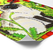 Siamese Katze mit orientalischen Poppies Folk Art Poster (Ecke)