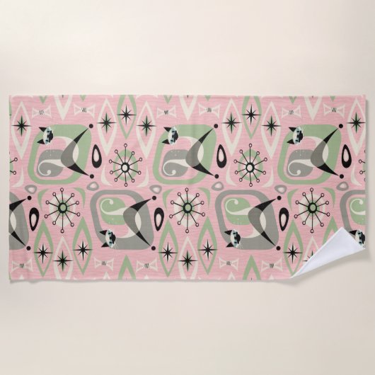 Siamese Katze Mitte Jahrhunderts Abstrakt ©studiox Strandtuch (Vorderseite)