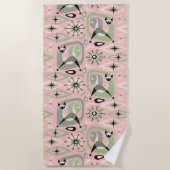 Siamese Katze Mitte Jahrhunderts Abstrakt ©studiox Strandtuch (Vorderseite)