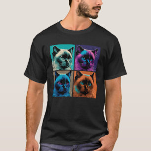 Siamese Katze Pop Illustration Farbige Tiermänner T-Shirt