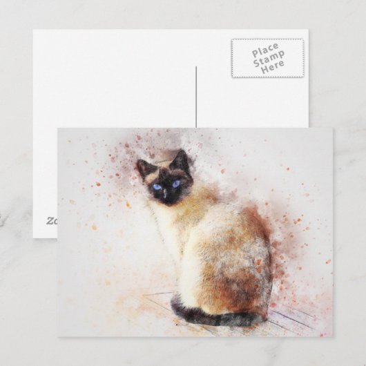 Siamese-Katze Postkarte (Vorne/Hinten)