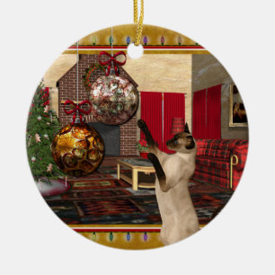 Siamese Katze - Runder Weihnachtsschmuck