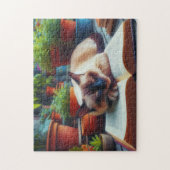 Siamese Katze Schlafen auf einem Gemälde im Buchga Puzzle (Vertikal)