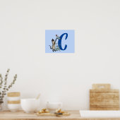 Siamese Katze Schmetterling Monogramm Anfangsbuchs Poster (Küche)