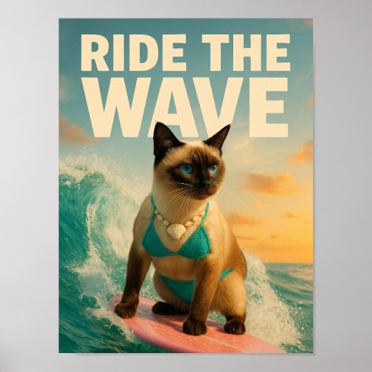 Siamese-Katze surft Poster (Vorne)