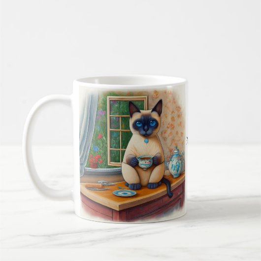 Siamese-Katze-Teetime-Tasse Kaffeetasse (Links)