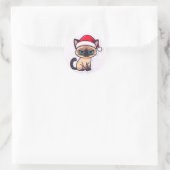 Siamese Katze Weihnachten Runder Aufkleber (Tasche)