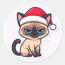 Siamese Katze Weihnachten Runder Aufkleber