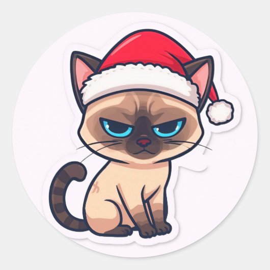Siamese Katze Weihnachten Runder Aufkleber (Vorderseite)