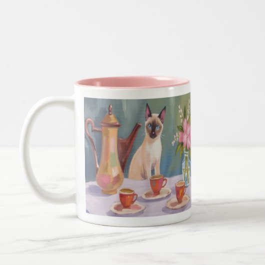 Siamese-Katzen-Kaffeetasse oder Teetasse (Links)
