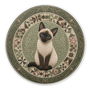 Siamese-Katzen-Quilt Keramikknauf