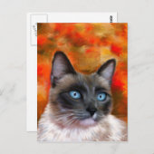 Siamese Katzenkunst Feuer und Eismalerei Postkarte (Vorne/Hinten)