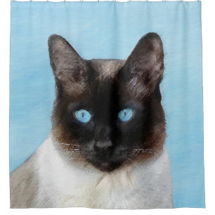Siamese Katzenmalerei - Niedliche Original Katzenk Duschvorhang